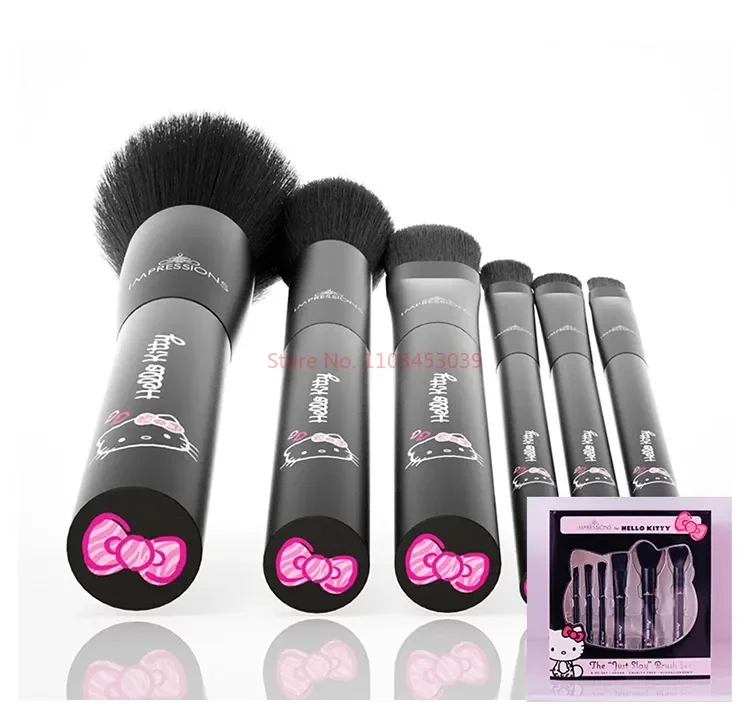 Sanrio Hello Kitty Makeup Brush Set Eye Shadow Brush Powder Blusher Brush Professional Makeup Brush Kt Cat Makeup Cotton