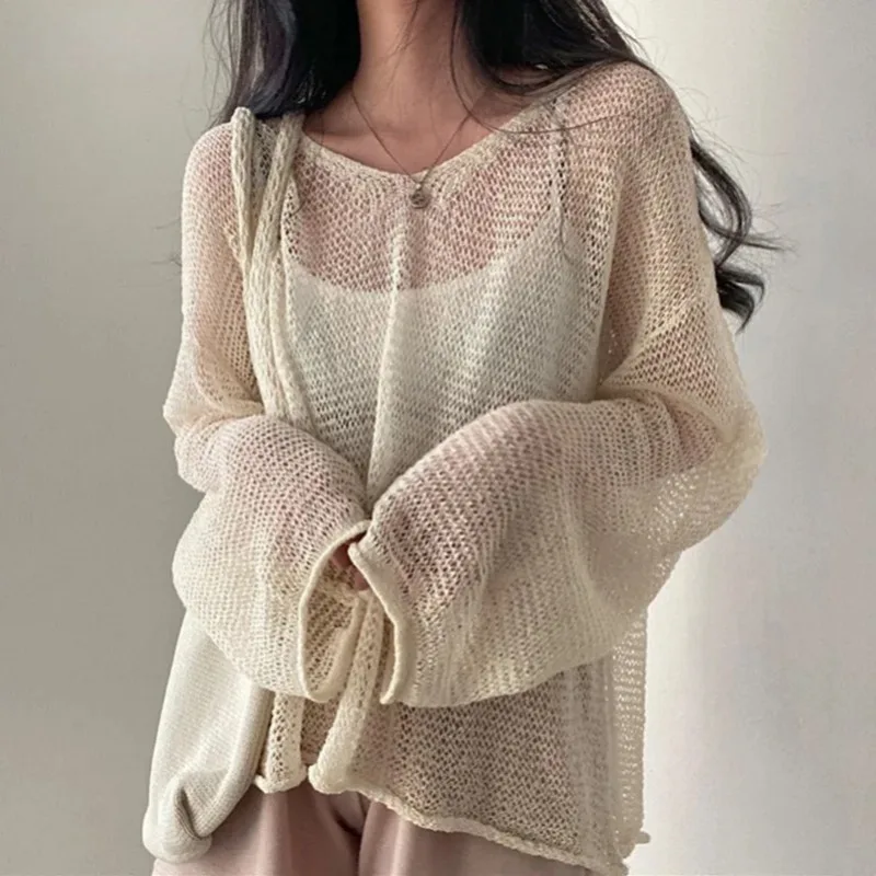 New Fashion Casual New Women Pullovers Streetwear Lazy Style Full Sleeves Jumpers Tops Hollow Out Sexy Women Chic Femme Sweaters