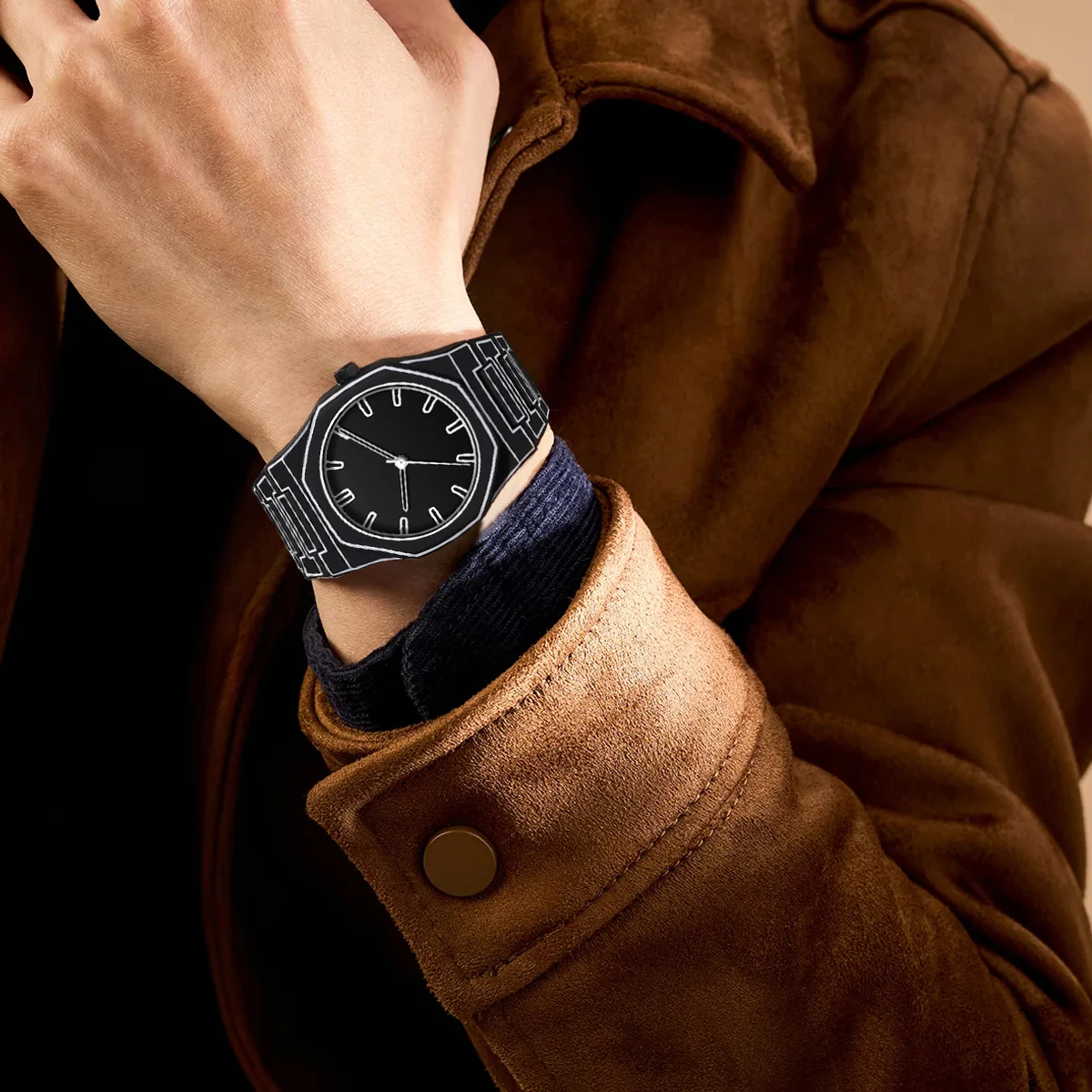 2025 신형 크리에이티브 남성용 실리콘 시계 VA VA VOOM 브랜드 쿼츠 무브먼트 독창적인 라인 레저 야외 스포츠 블랙 손목시계