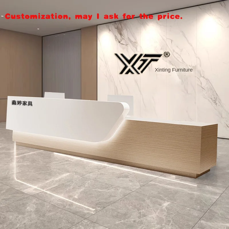 

custom.High-Grade Custom Company Reception Desk Hotels Large Bar Beauty Salons-Modern Design Wood Material Front Desk with C