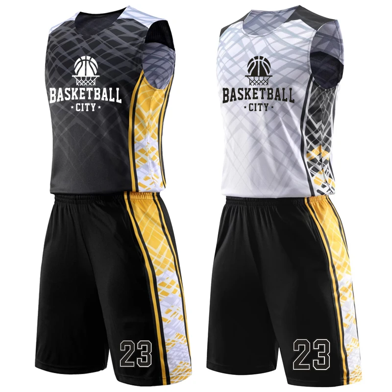 Profissional Double Side Basketball Jersey para Homens e Crianças, Colete Sem Mangas, Curto Uniformes de Poliéster, Personalizar, Alta Qualidade