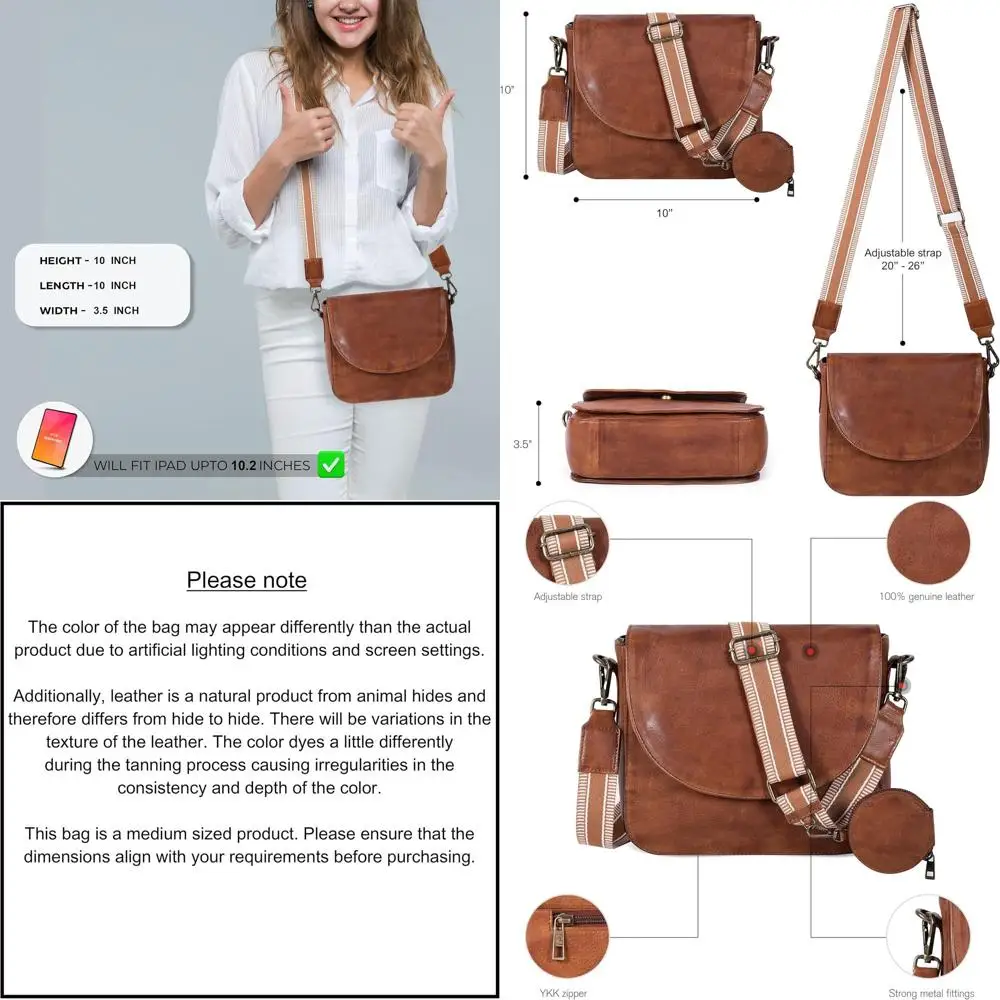

Women's Adjustable Strap Crossbody Purse with Mobile Pocket, Inside and Outside Zipper