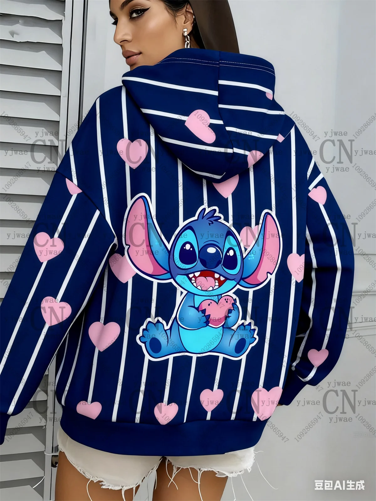 غرزة الكرتون اللون منعت الرسم هوديي 3D تصميم مطبوع لخريف وشتاء المرأة الجديدة الملابس الرياضية في الهواء الطلق هوديي