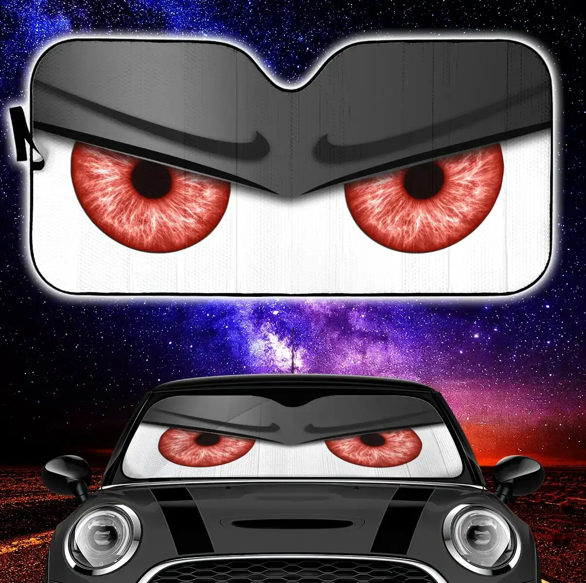 

Черные забавные злые Мультяшные глаза для автомобиля солнцезащитные очки женский декоративный подарок