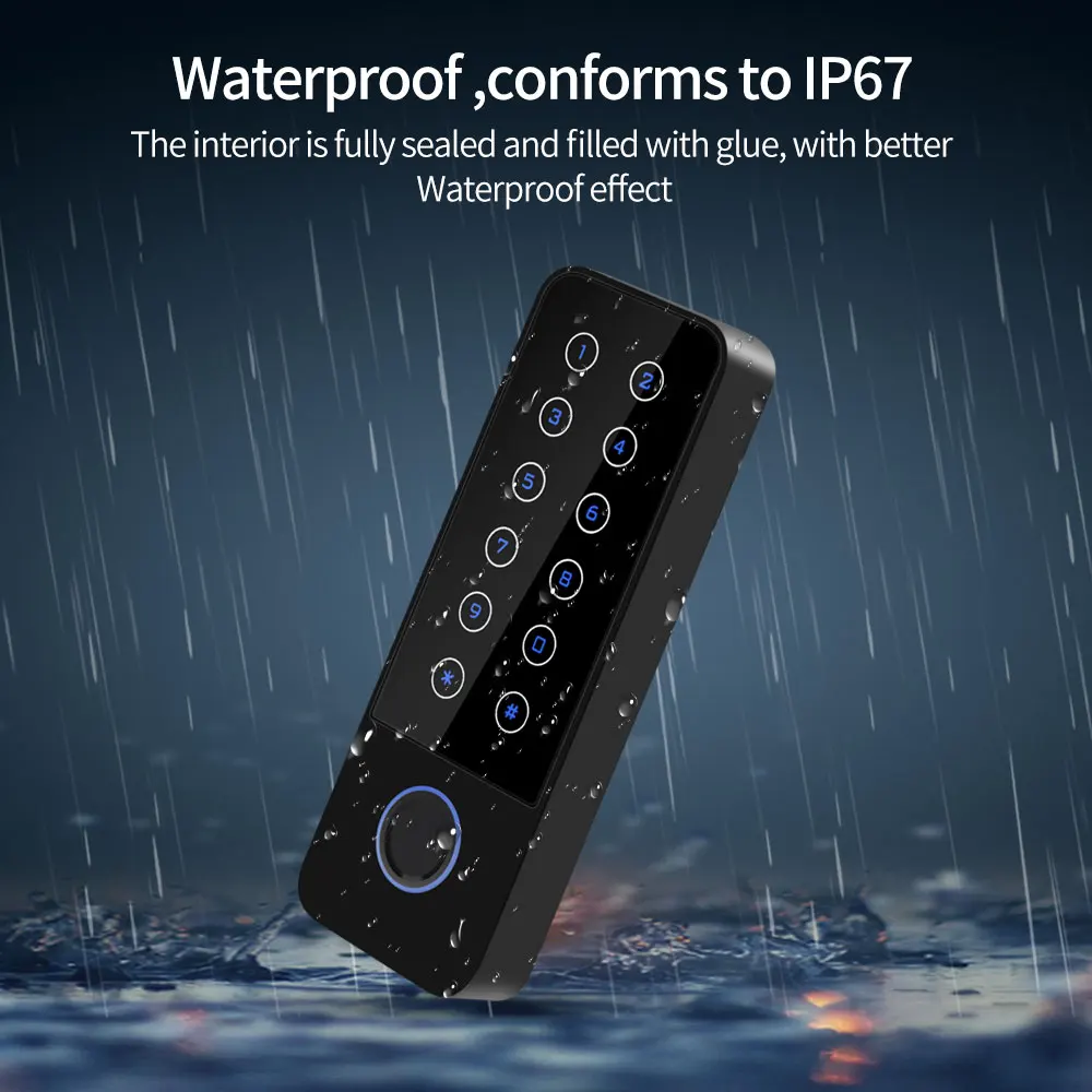 Outdoor Waterproof Zinc Alloy Fingerprint Access Control Teclado, Abridor de porta com alarme de detecção magnética, Tuya Smart App