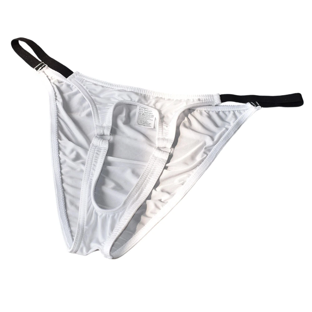 Femboy No Cover Mens Open Underwar Hollow Out Briefs Ice Silk Low Waist Extreme Men's Panties Elastic Underpants Sexy Lingerie