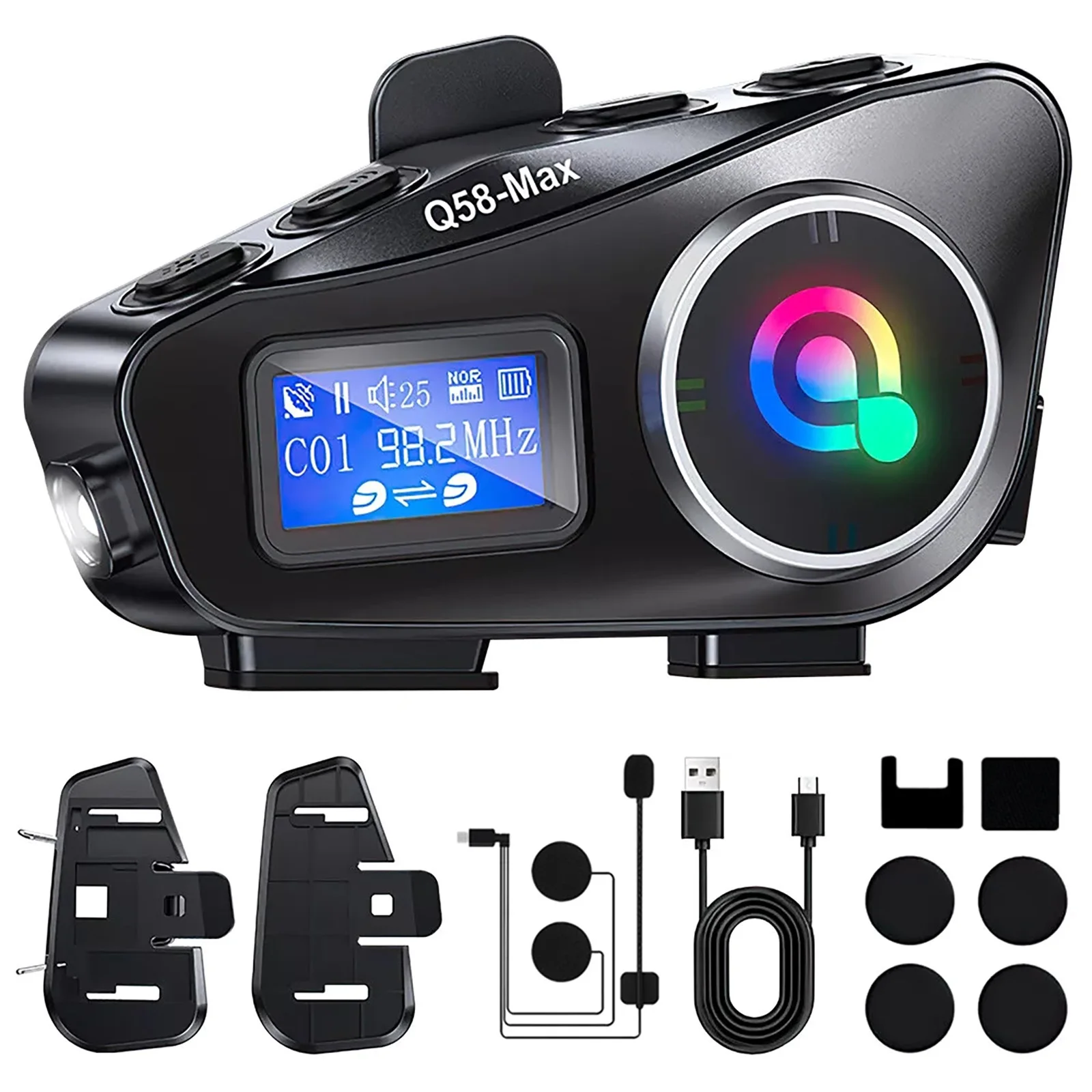 

Q58MAX new helmet Bluetooth headset MP3 mix music sharing LCD screen FM intercom helmet headset