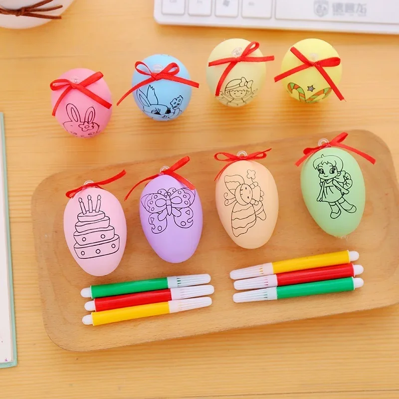 50pack Christmas Easter Funny Cartoon Children Handmade DIY Hand Painted Color Egg Toys Party Birthday Gifts