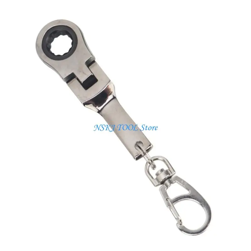 L8RC 10mm 180 Degree Rotating Head Ratchet Wrench Keychain Attachment Accessories