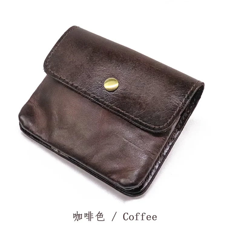 

Genuine Leather Wallet for Men Women Vintage Handmade Short Small Men's Purse Card Holder with Zipper Coin Pocket Money Bag