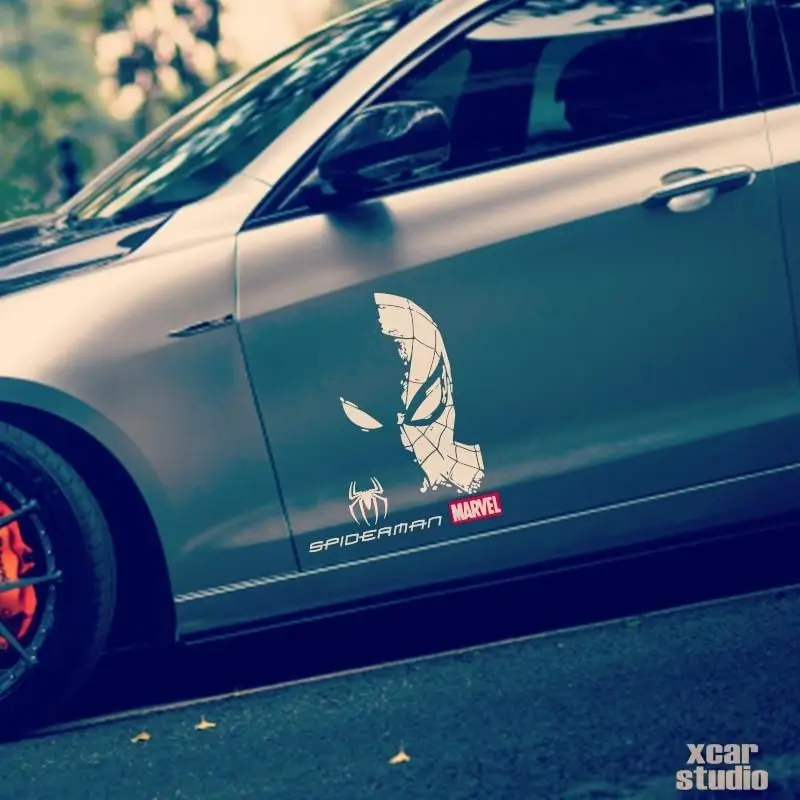 Nueva versión de Hot Toys de Spider-Man con logotipo, adhesivo reflectante para carrocería de vidrio, adhesivo para coche de Spider-Man