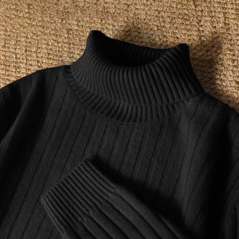 Animal Game Men's Long Turtleneck Stripes Sweater Casual Knitwear Pullover Sweaters Outdoor Warm Thick Heavyweight Cold Blouse