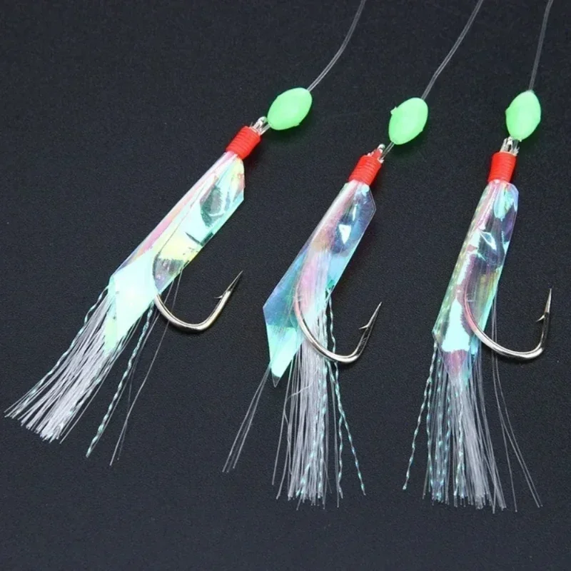 5 Pcs/Set Multi-Color Soft Silverskin Fishing Lure Set Imitation Shrimp Bait with Crystal Barbed Hook for Variety Fish Lures