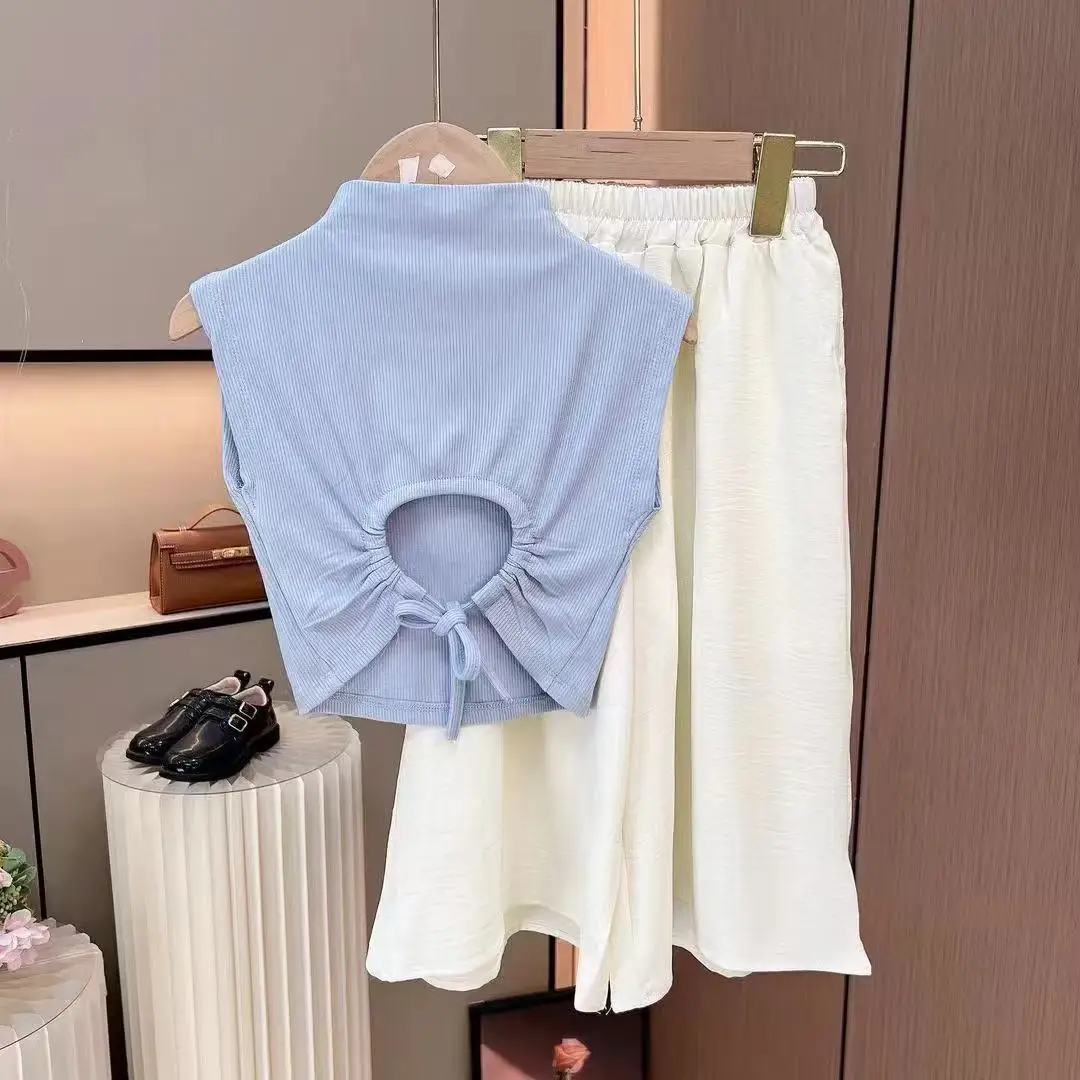 

T-Shirt & White Wide Leg Pants Summer Outfit Toddler Infant Clothing Set