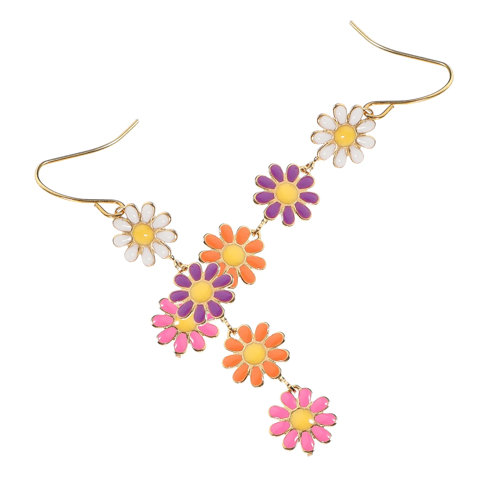 Pendant Pastoral Style Colorful Daisy Earrings for Women Miss Novelty 6x1x1cm Copper Girls Trendy Flower