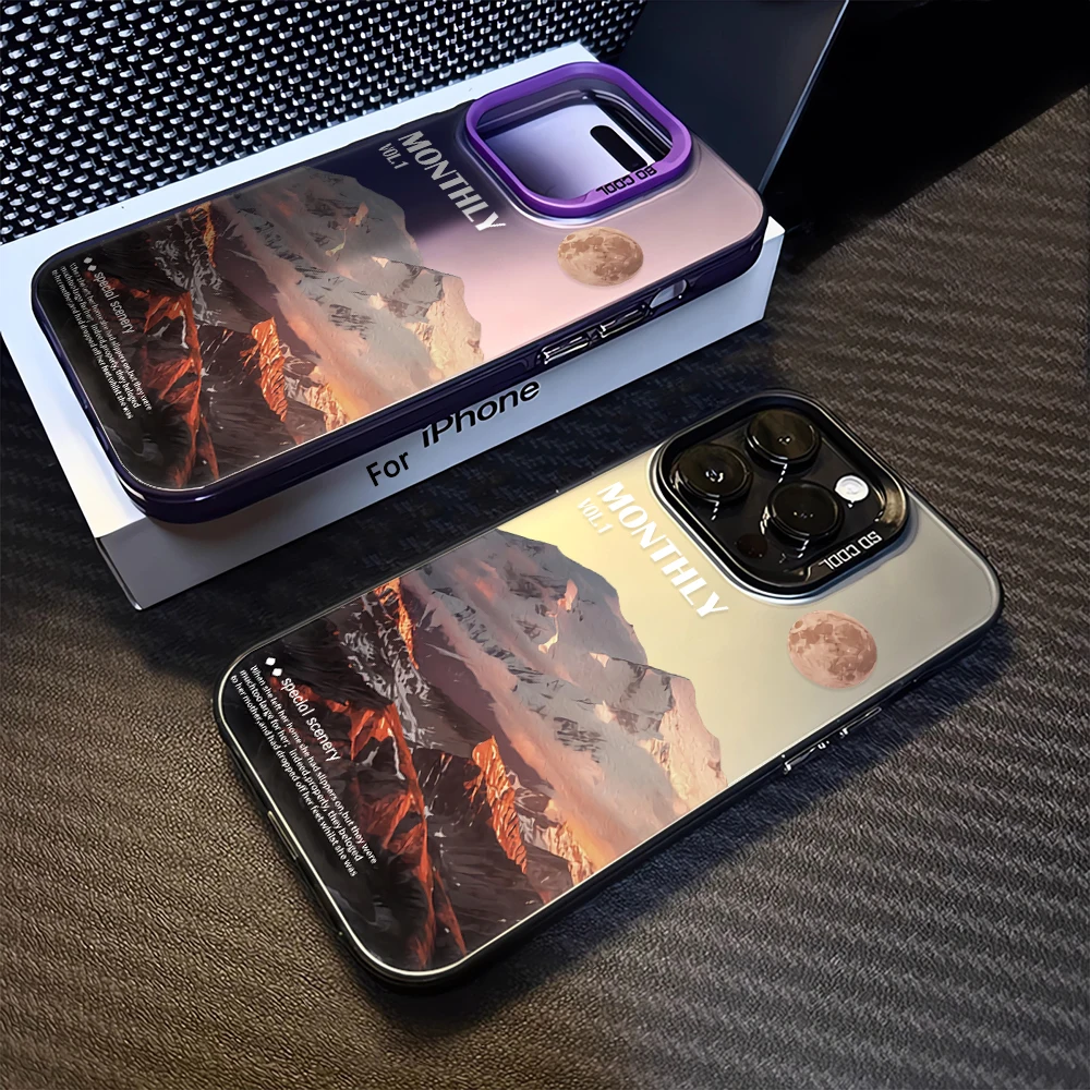 

Phone Case Mountain Moon Scenery Shockproof Stylish for iPhone 17 Pro Max 16 E 15 14 Plus 13 12 11 Protective Cover