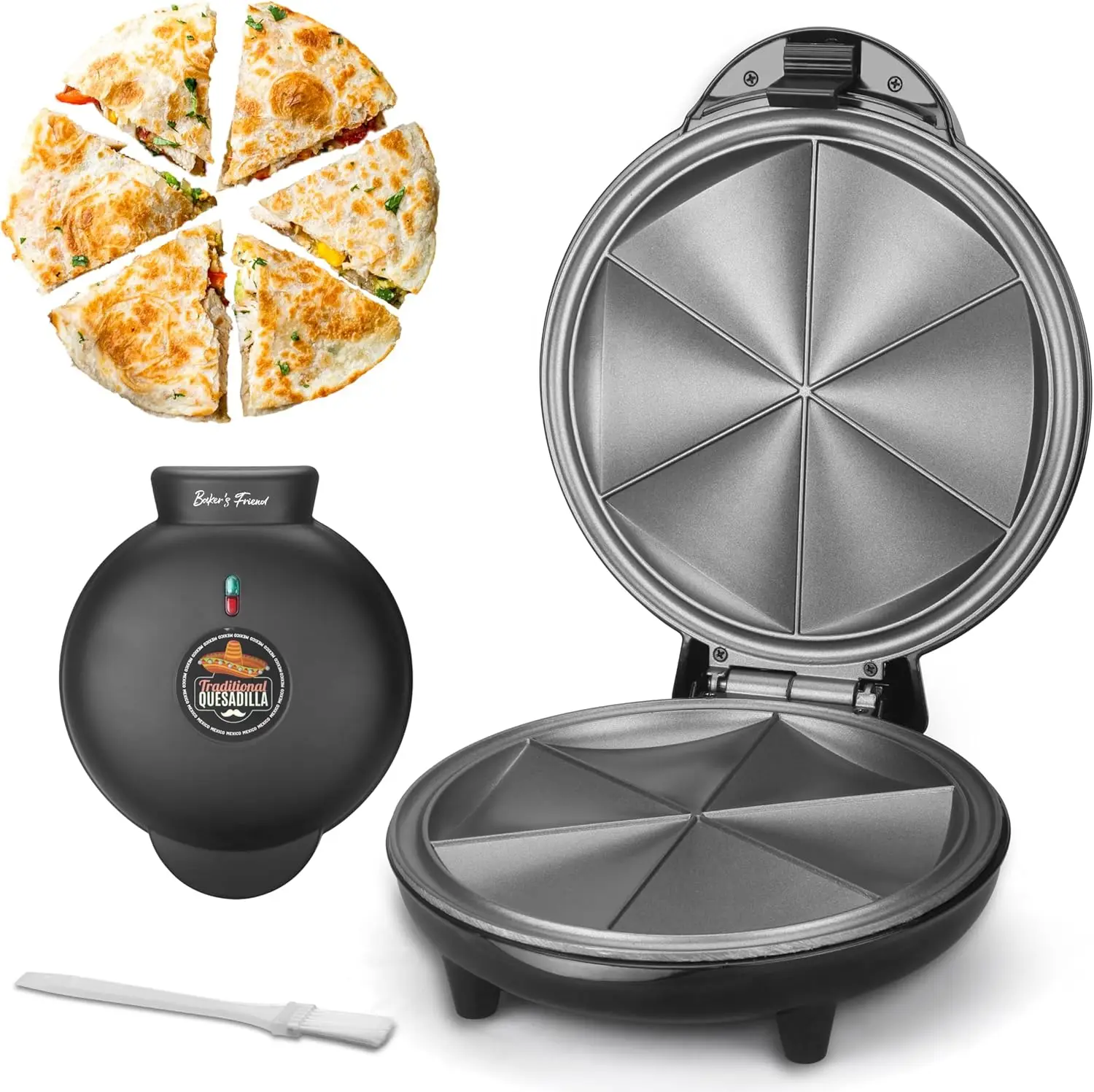 

Electric Quesadilla Maker 9.5 Inch with Non-Stick Surface, Easy-Slice Wedge, Non-Slip Feet, Grilled Cheese Machine, Graphite