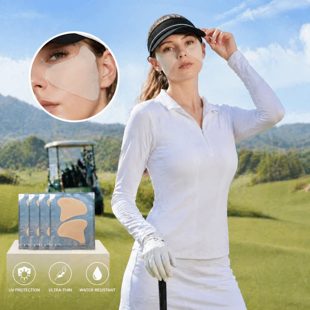 Golf Sun Protection UV Face Patches Fresh Jelly Moisturing Hydrogel Sunscreen Face Patches Sunblock Gel Stickers Sun Patches