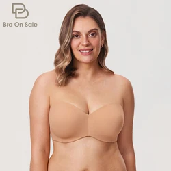 Women's Non-padded Underwire Minimizer Support Multiway Unlined Strapless Bra Big Size Anti-slip B-DD E F G 32-40 42