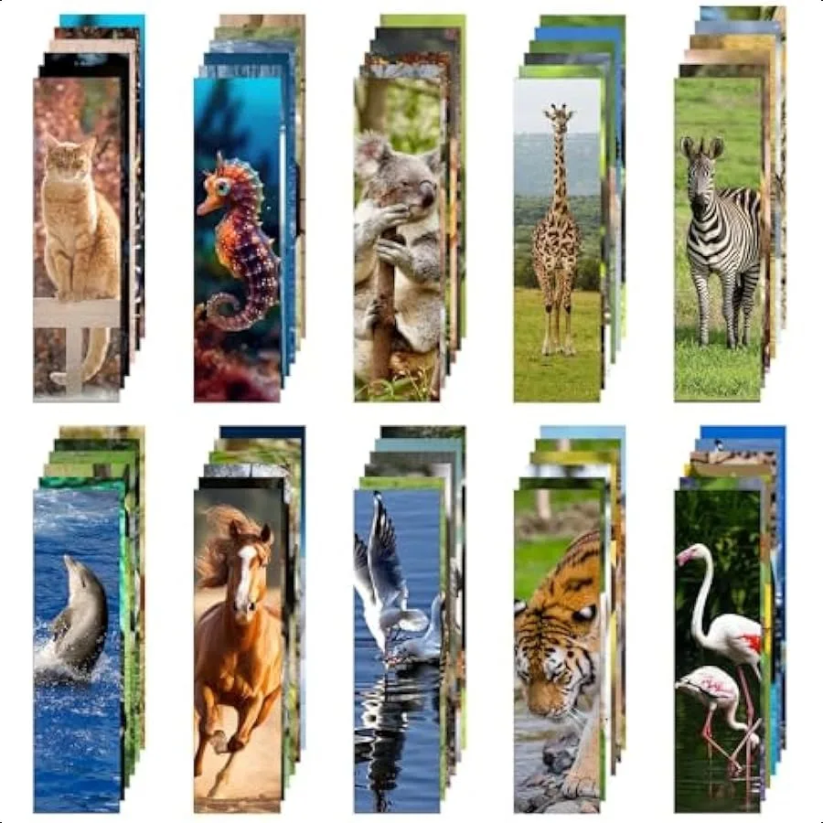 

120 Pieces Animal Bulk Bookmarks for 60 Designs Book Markers for Students Cute Book Mark for Book Lovers Themed Book Markers Se