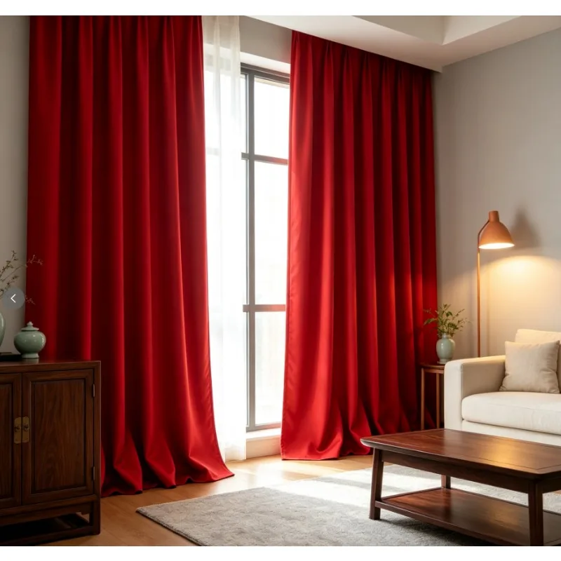 Modern Minimalist Solid Color Atmosphere, Red Blackout Curtains, Living Room, Bedroom, Balcony Curtains
