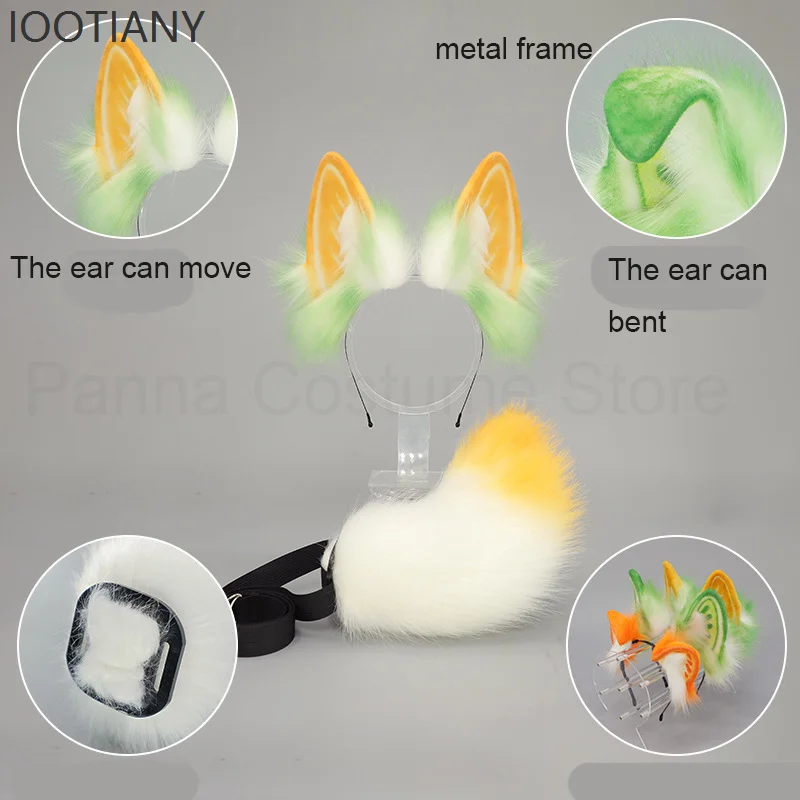 

P. Halloween Lolita Cute Animal Plush Rabbit Tail Ears Set Anime Exhibition Masquerade Party Role Playing Props Accessories 2025