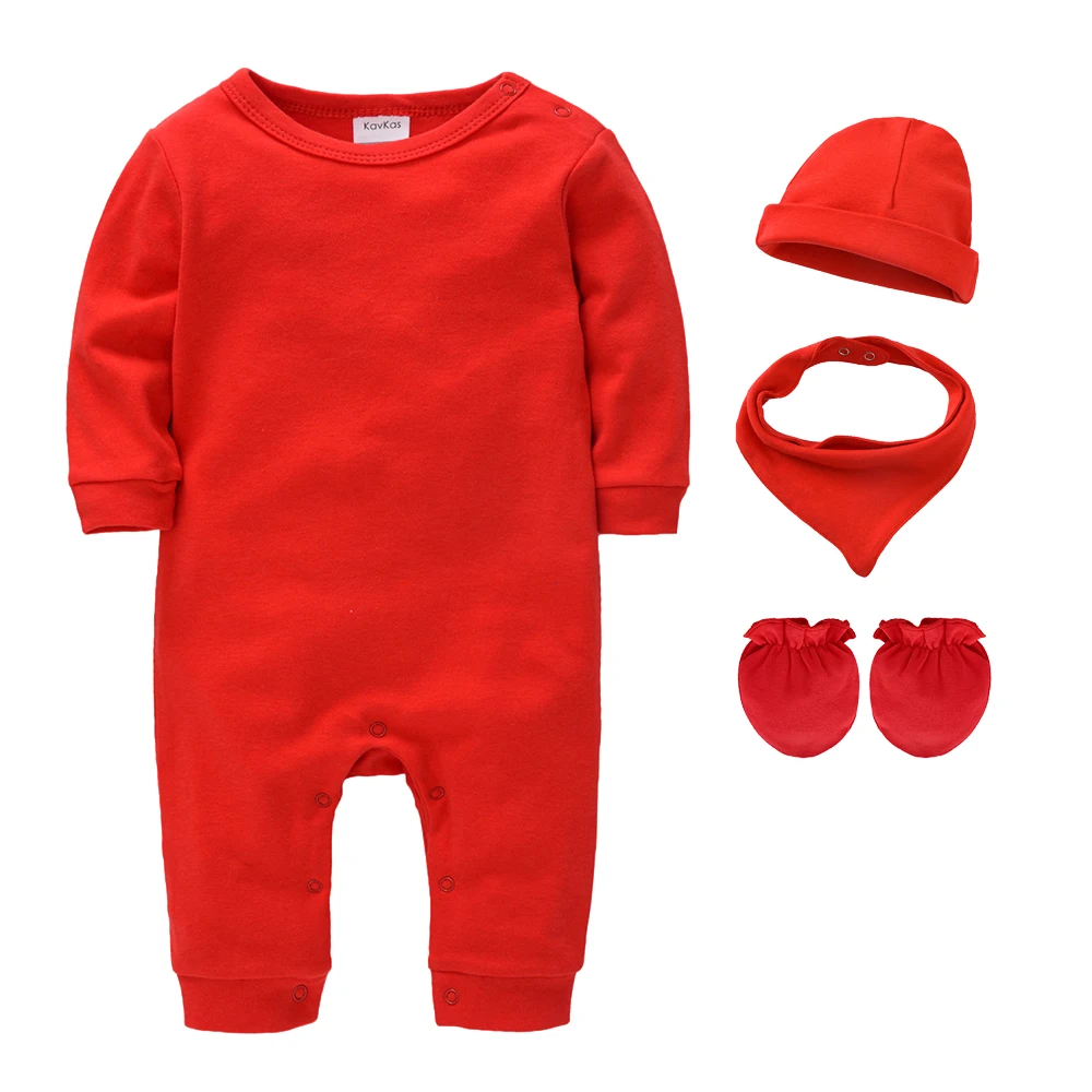 5PCS/lot Red Newborn Baby Clothes Set Boys Roupa de bebes Baby Girls Clothing Plain Baby Clothing Sets Rompers Cotton 0-9M