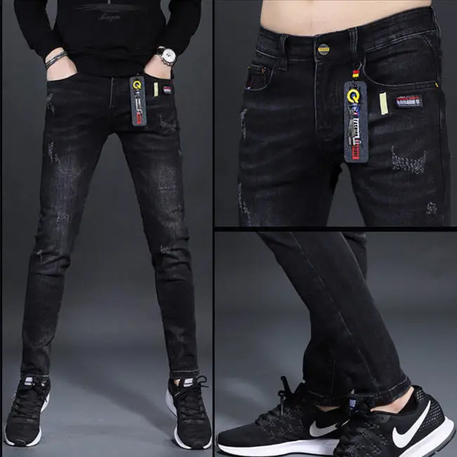 Fashionable Men's Luxury Cowboy Pants Skinny Jeans Black Skinny Jeans for Men Stretch Boyfriend Denim Youth Streetwear Trousers