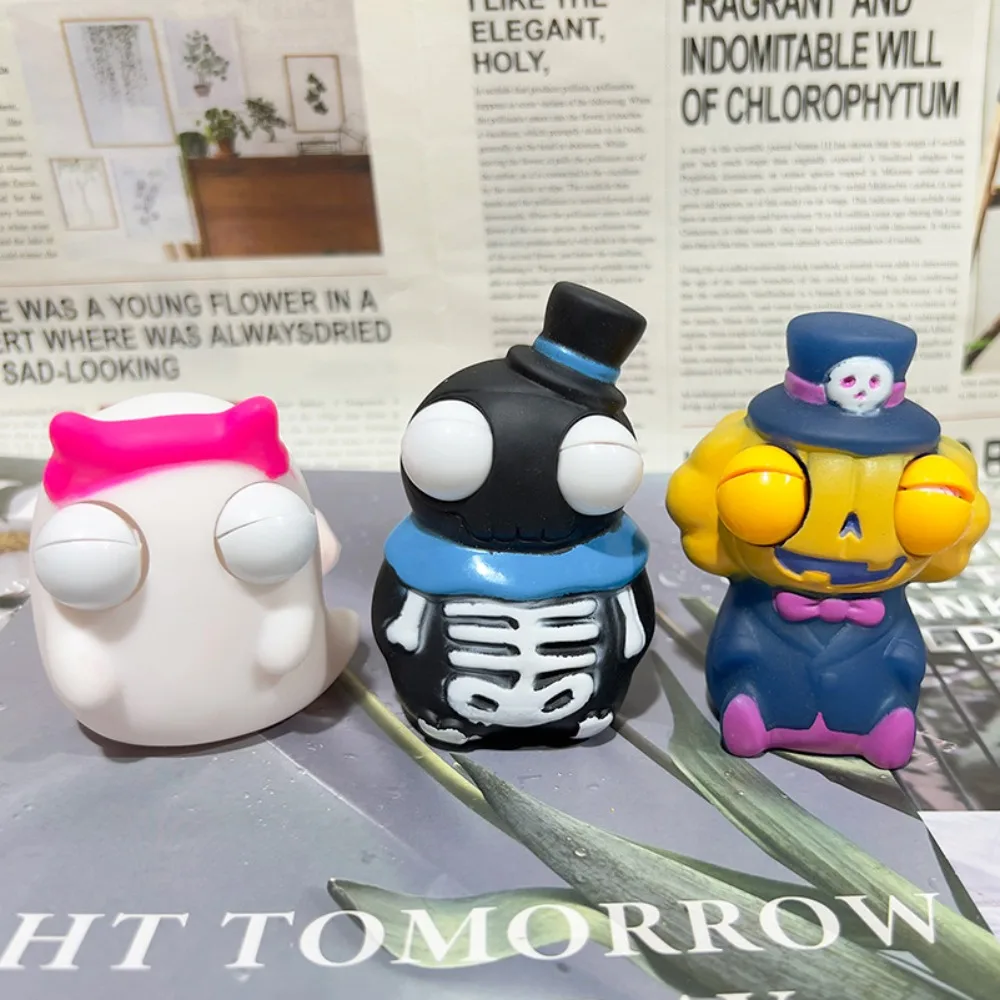 3Pcs Pumpkin Eyeball Burst Squeeze Toy Capybara Salamander Decompression Halloween Toy Ghost Novelty Vent Squeezing Doll