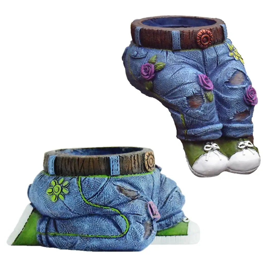 Denim Pants Flowerpot Succulents Resin Planter Plant Container Home Decor