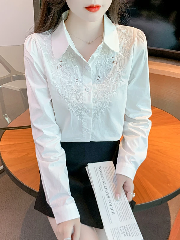 Ele Embroidered Pure Cotton Women's irt Guangzhou Thirteenth Fac High End European Sle Faionable Base Layer Top