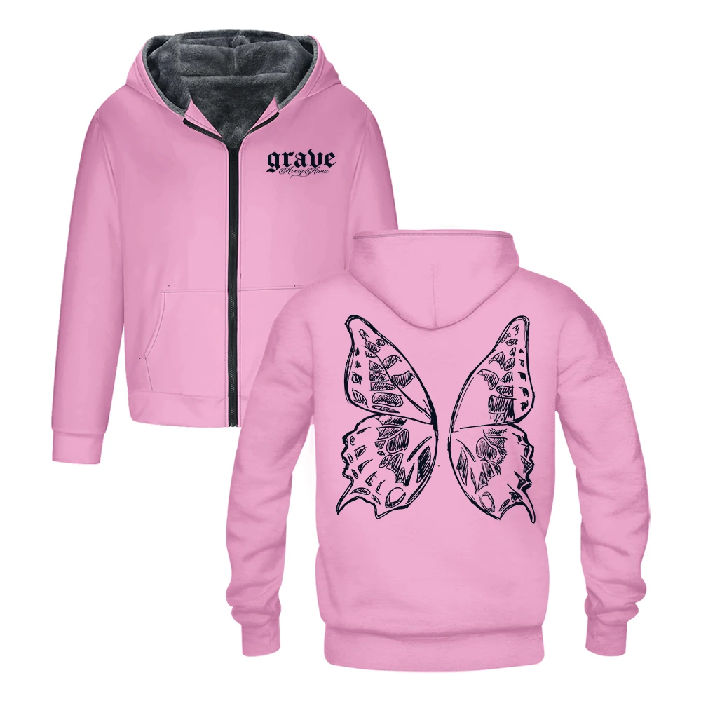 GF Avery Anna Grave قلنسوة بسحاب 2025 Let Go Letters Tour كم طويل ملابس الشارع الشهير الرجال النساء سترة سترات للجنسين معطف الشتاء