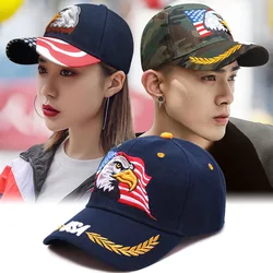 Unisex Bald Eagle Embroidery Flag Baseball Cap Summer Outdoor Anti-UV Sunscreen Hat USA Letter Hip Hop Trucker Sports Visors