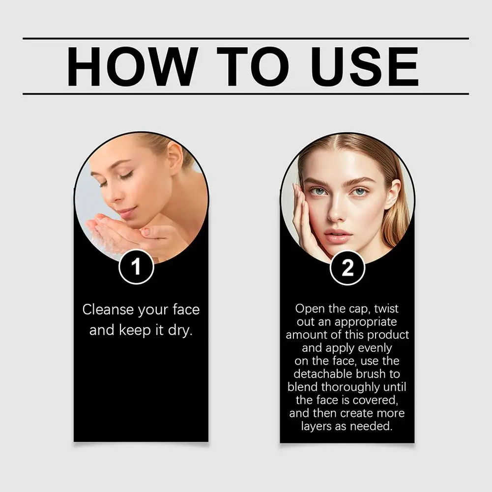 2-in-1 Brightening Concealer Long Last Face Base Women Makeup Lightweight Moisturizing Liquid Foundation For All Skin Type