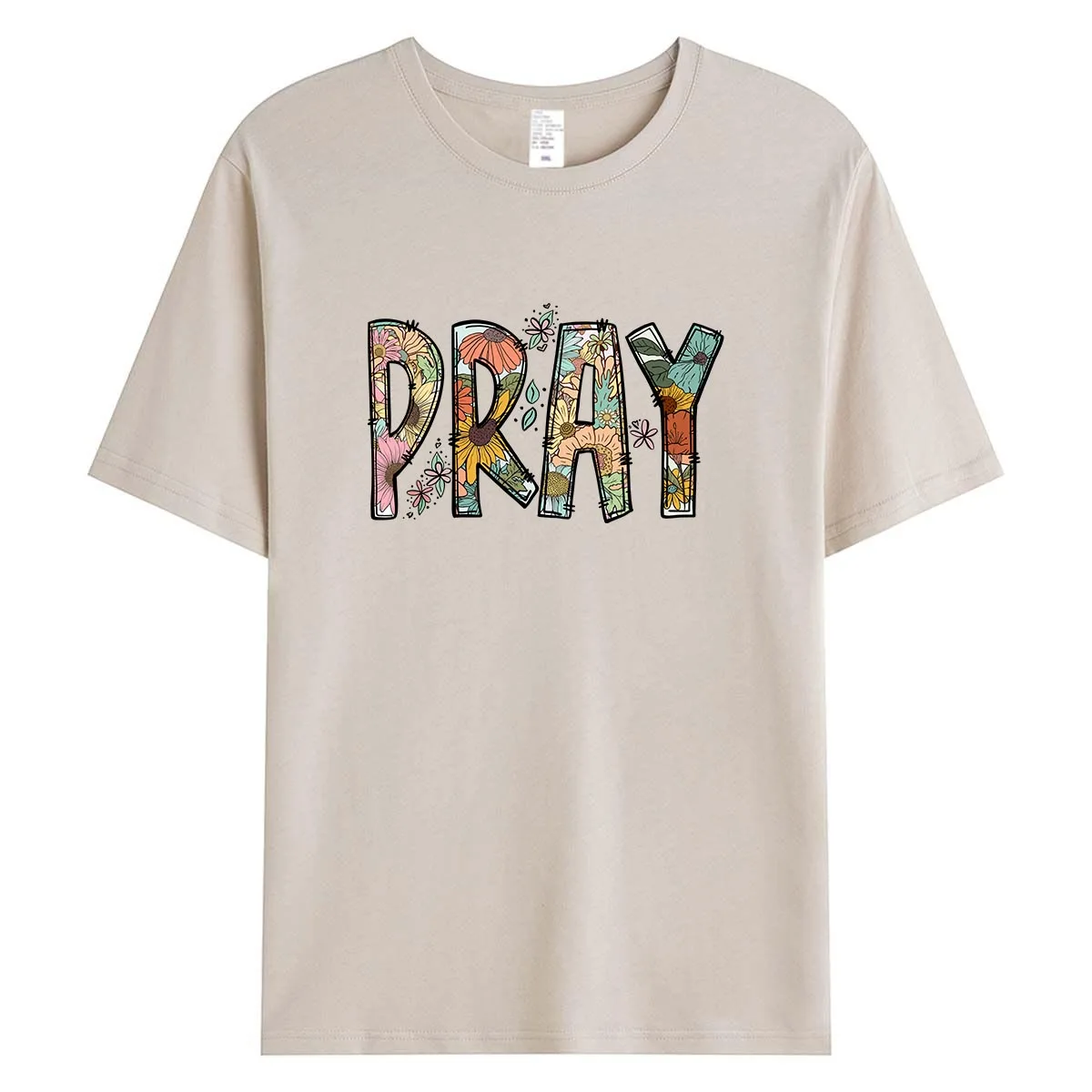 

Pray Floral Text Christian Women T-Shirt Religious Faith Garden Graphic Tee Spiritual Jesus Summer Cotton Tops Casual
