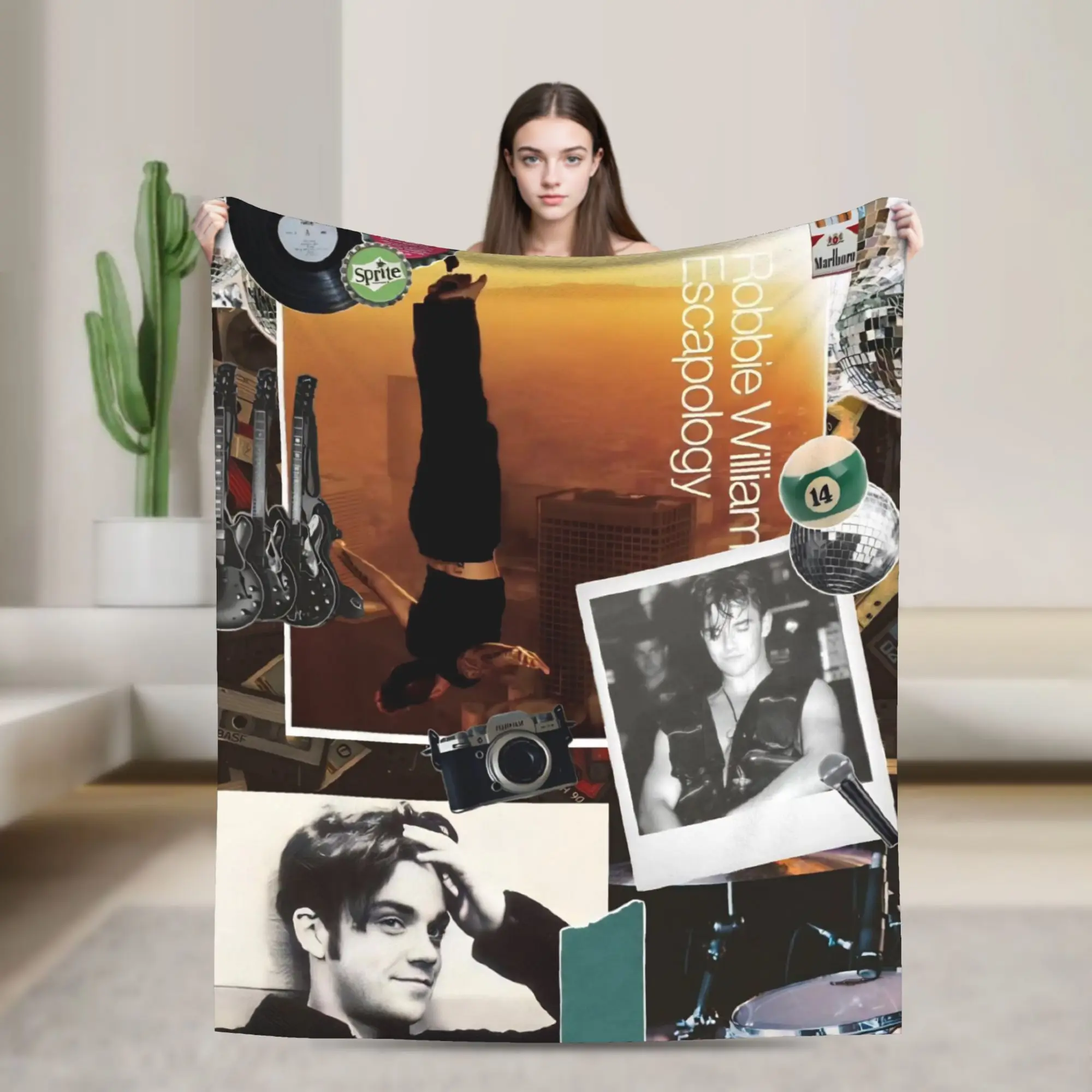 Robbie Williams Tour Warm Blanket  Travel Plush Throw Blanket Novelty Bedroom Flannel Bedspread Sofa Bed Cover