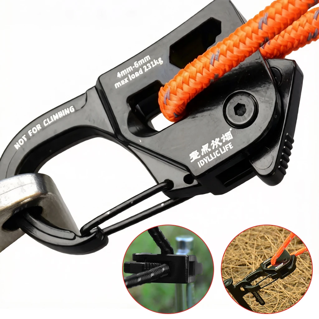 Aluminum Alloy Automatic Rope Tightener Tent Guy Line Adjuster Windproof Canopy Cord Fastener Buckle for Camp Awning Tarpaulin