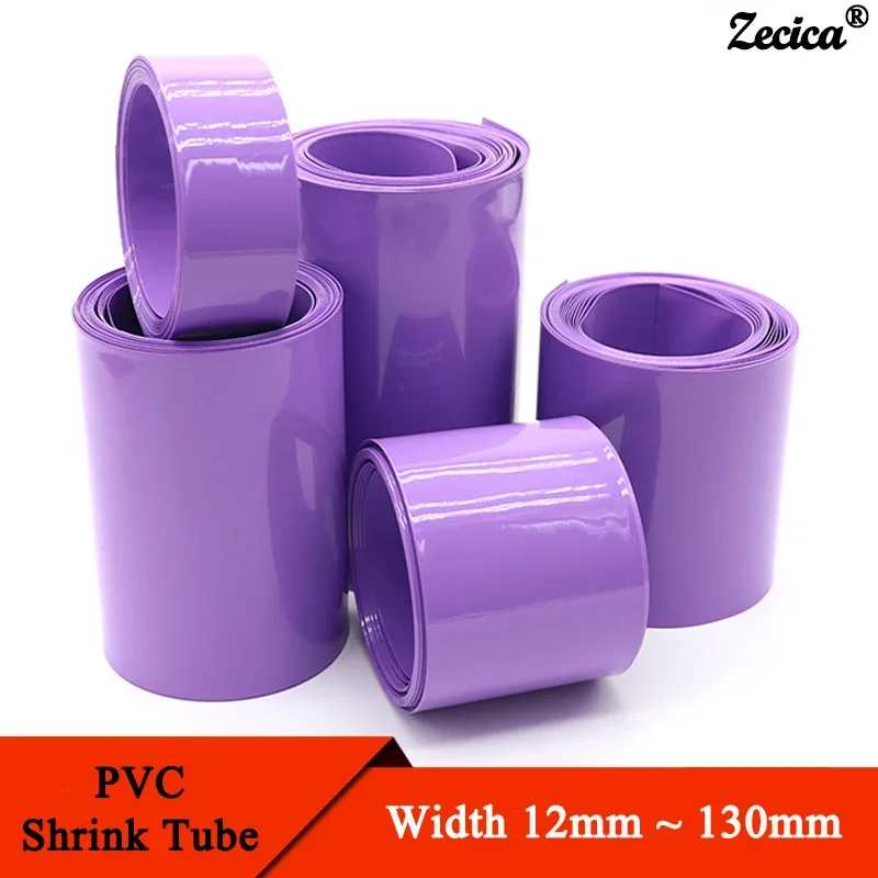 

1~20M 18650 Batteries Pack Wrap Purple 23~130mm Insulated Cable Protector Heat Shrinkable Sheath PVC Heat Shrink Tube Film Case