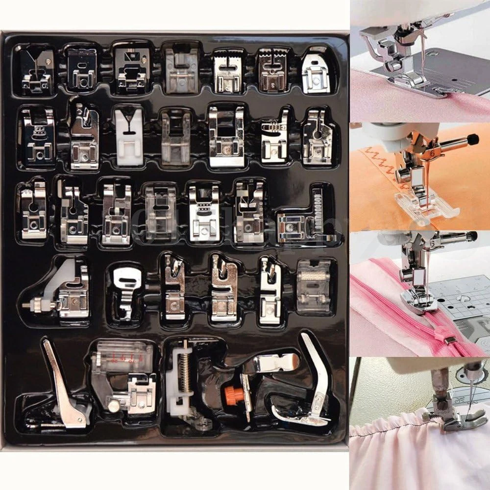 

32PCS Domestic Sewing Foot Presser Feet Set for Singer, Brother, Janome,Kenmore, Babylock,Elna,Toyota,New Home,Simplicity