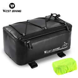 WEST BIKING Bicycle Rear Seat Bag MTB Bike Rack Bag Trunk Pannier Cycling Large Capacity Waterproof Travel Bag With Rain Cover