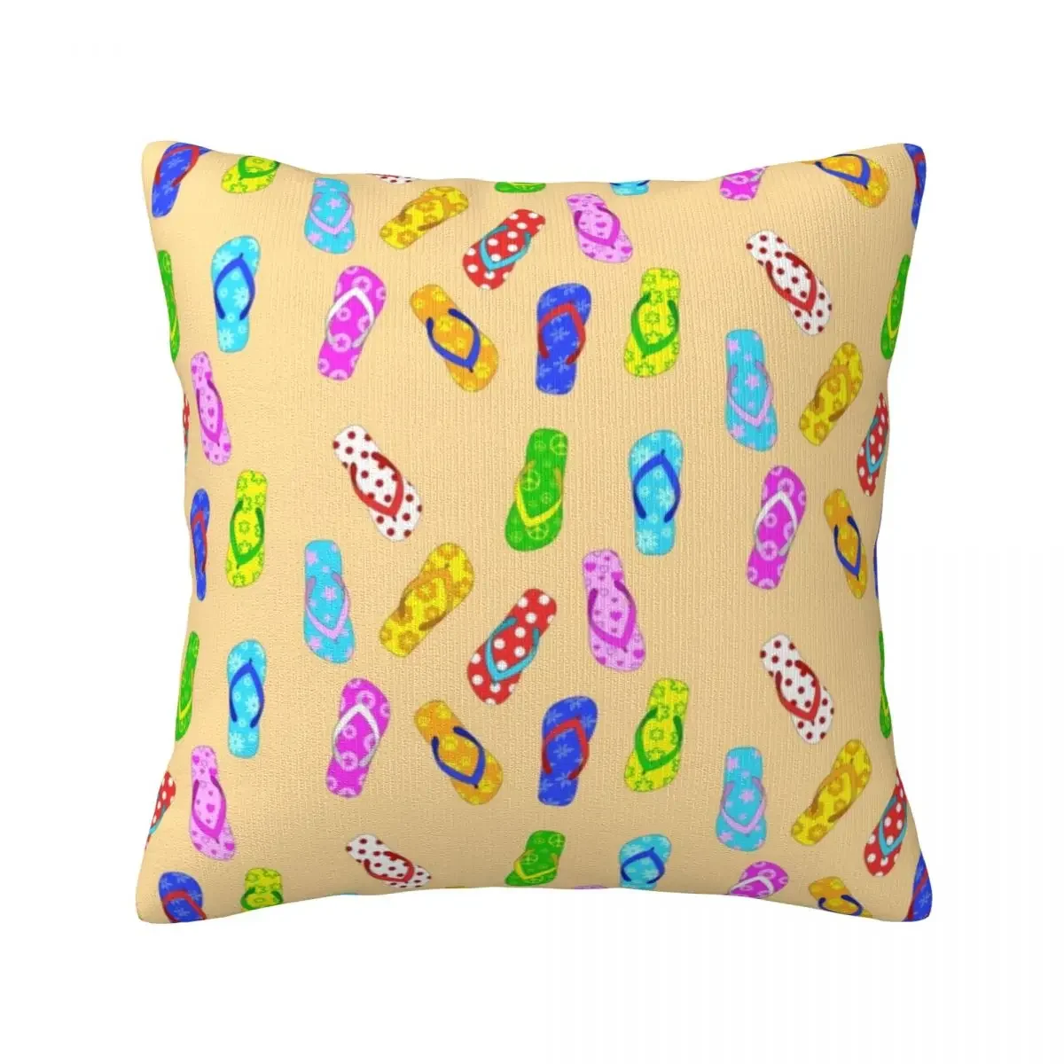 Vacation Pop Art Pillow Case Colorful Flip Flops Hugging Zipper Pillowcase Summer Funny Polyester Cover