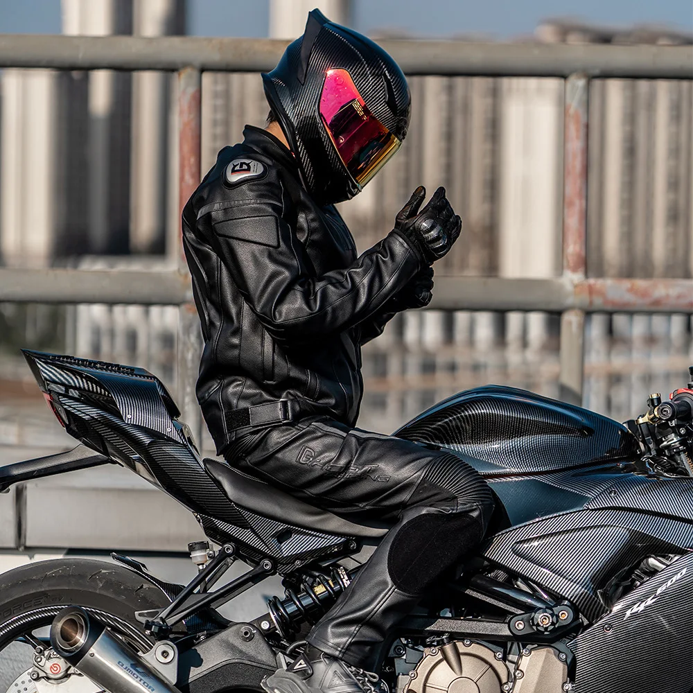 Veste d'équitation de moto en cuir trempé pour homme et femme, coupe-vent, froid vert, chaud, course, cavalier, hiver