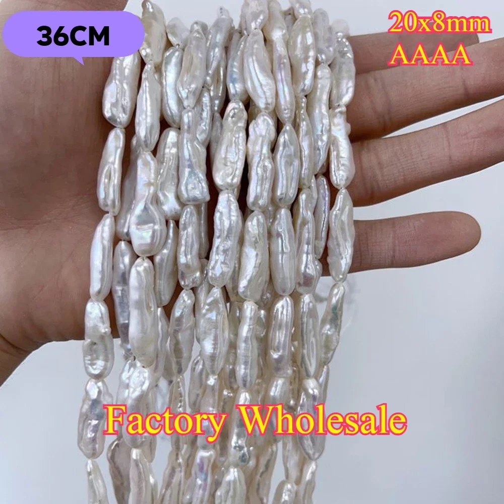 25x8mm AAAA White Baroque Strip Irregular Bead Radiant Natural Freshwater Pearl Jewelry Make DIY Necklace Bracelet Women Gift