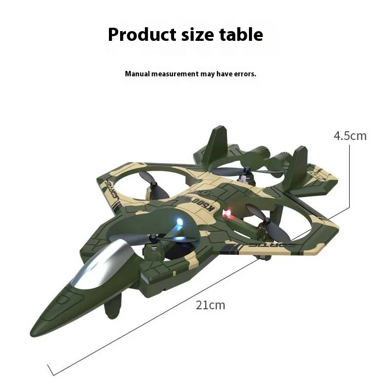 K500Max Fighter Jet Quadcopter Drone Stunt Light RC Avião Quatro Canais Hovering Alta Altitude Rolling Efeitos Especiais