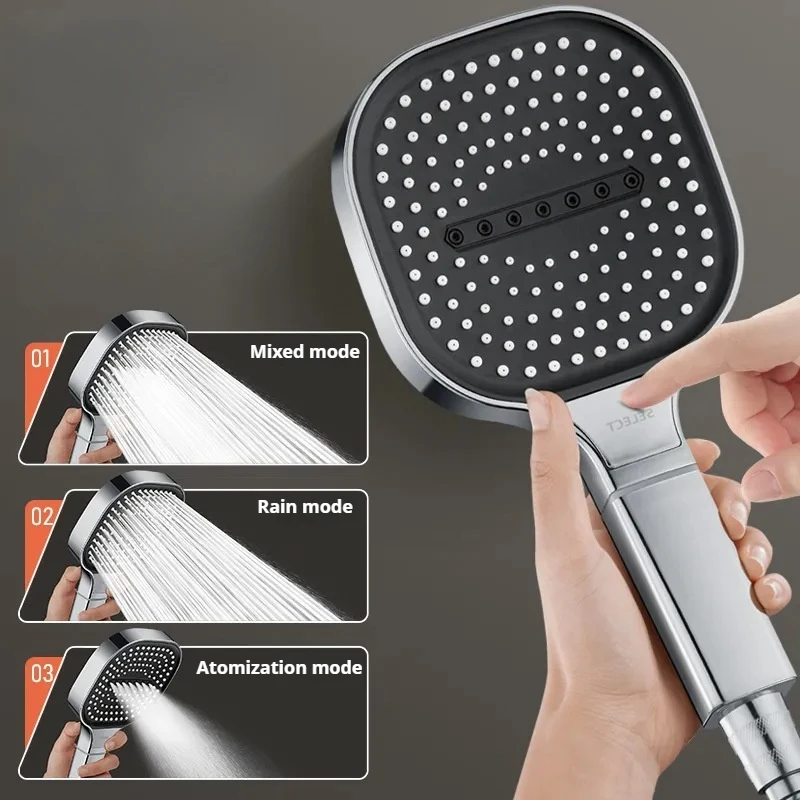 

Square 3 Modes Large Panel Shower Head High Pressure Thickened Drop-resistant Rainfall Showerhead Bathroom Filter Shower Mixer
