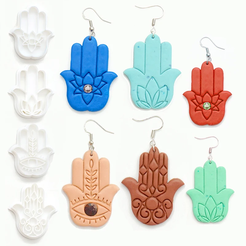 Lotus Buddha Palm Polymer Clay Cutter Buddha Eye Soft Pottery Mold DIY Earrings Ceramic Pendant Cutting Modeling Pottery Tools