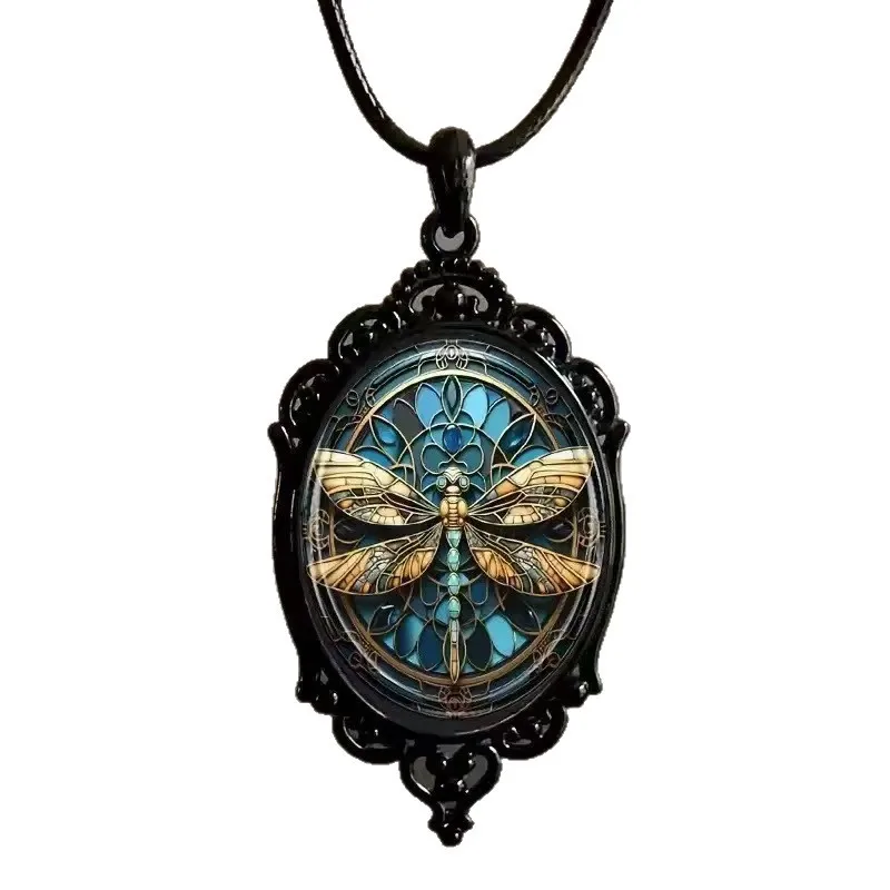 Ожерелье-подвеска-в-богемном-стиле-с-бабочкой-и-стрекозой-оптом