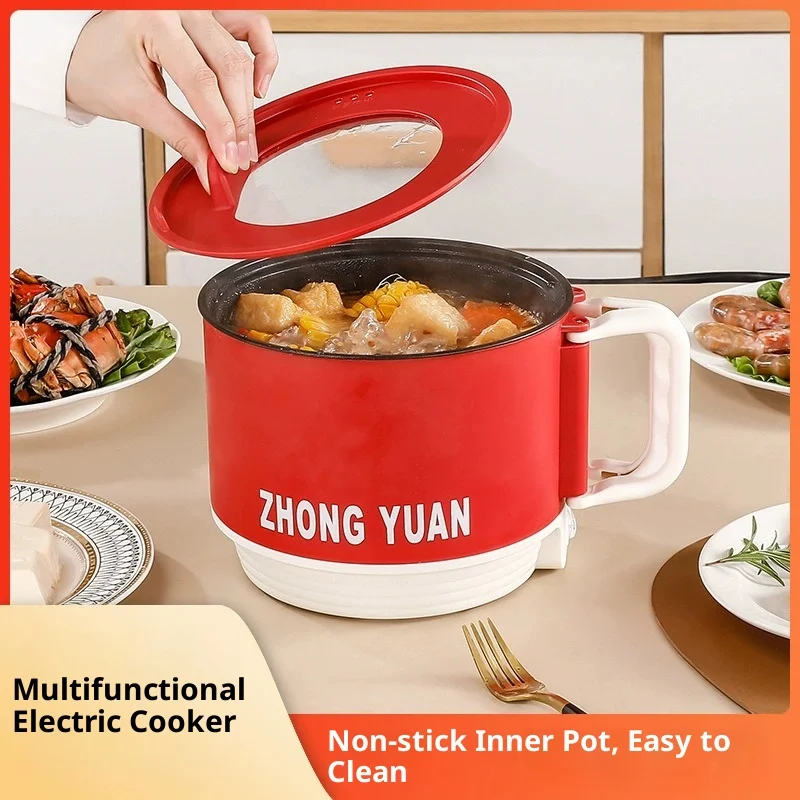 Portable Electric Cooking Pot 1.5L Multifunction Auto Temperature Control Fast Heating for Instant Noodles Soup Rice Student