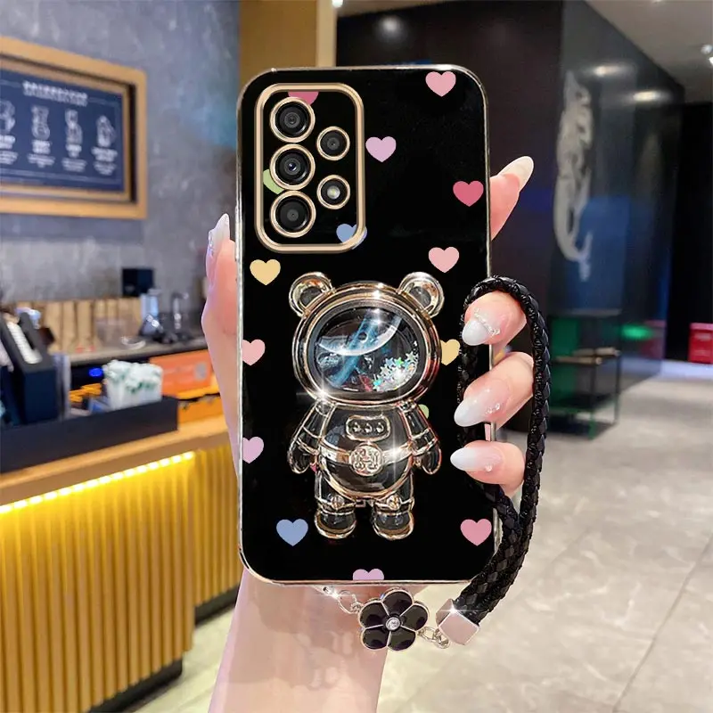 

Чехол-держатель для телефона Lucky Clover с ремешком и медведями для Samsung Galaxy A32 A33 A52 A53 A52s A73 A51 A71 A72 A23 4G 5G