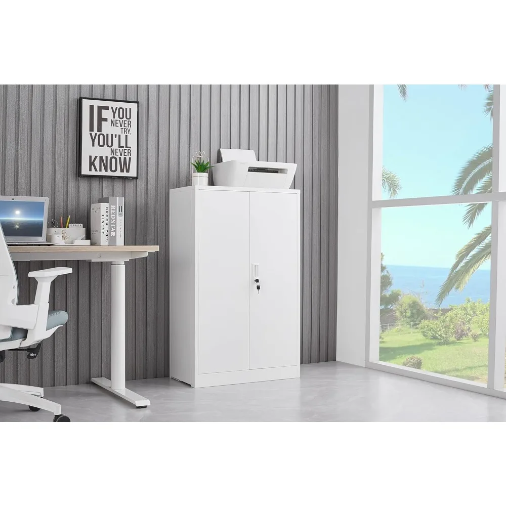 

42" Metal Storage Cabinet with 2 Locking Doors and 3 Adjustable Shelves, Folding Storage Locker for Home Office, School, Garage